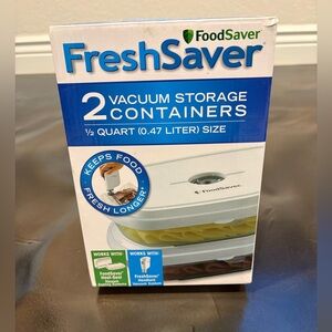 Food Saver Fresh Saver 2 Pack Vacuum Storage Containers 1/2 Quart Size New